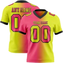 Custom Neon Yellow Neon Pink-Black Mesh Authentic Gradient Fashion Football Jersey